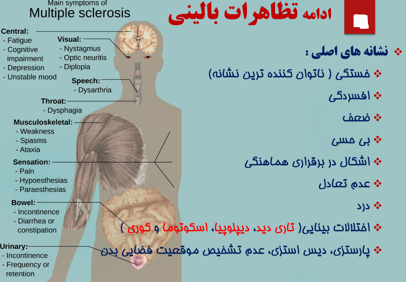 علائم نشانه های ام اس